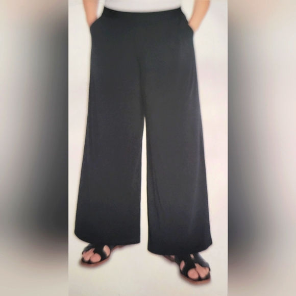 Three Dots Wide Leg Black Pants Size XL - Picture 1 of 5
